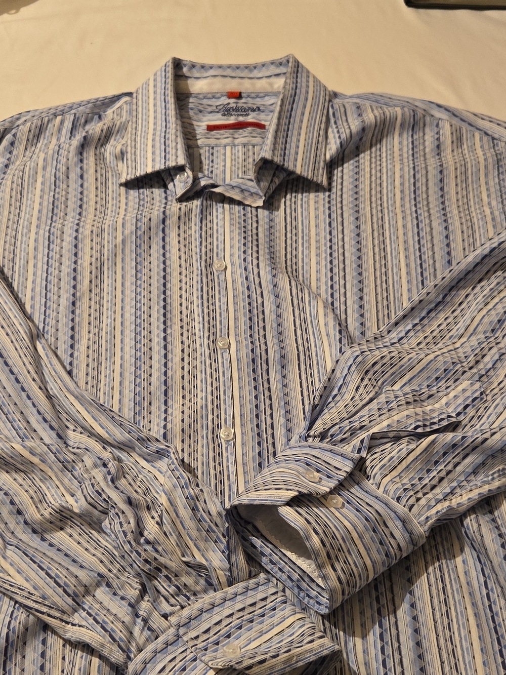 Luciano Visconti  Blue & White Striped Dress Shirt